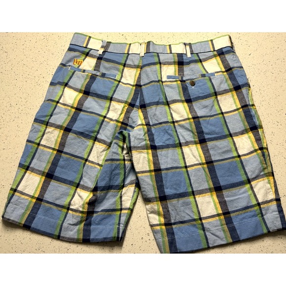 Loudmouth Shorts Men's 36 Plaid Print Golf Blue White 10.5" Inseam Cotton Blend - Picture 3 of 8